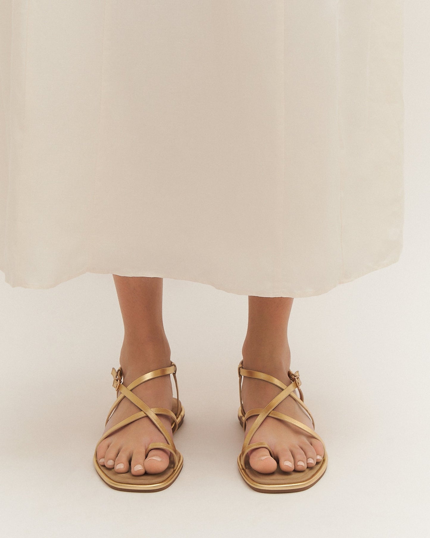 AVEN FLAT SANDALS GOLD LEATHER