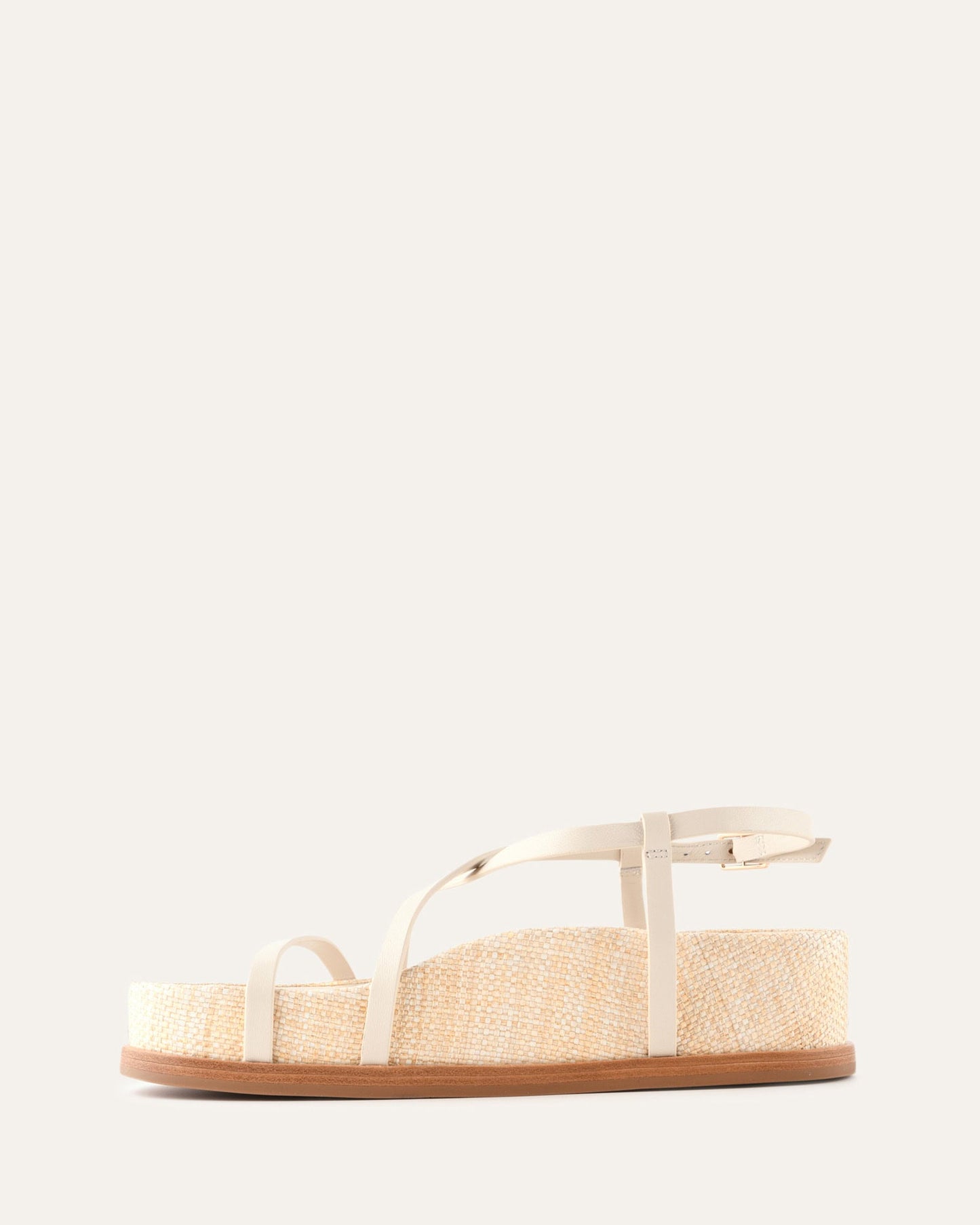 ELK FLAT SANDALS OFF WHITE NATURAL RAFFIA