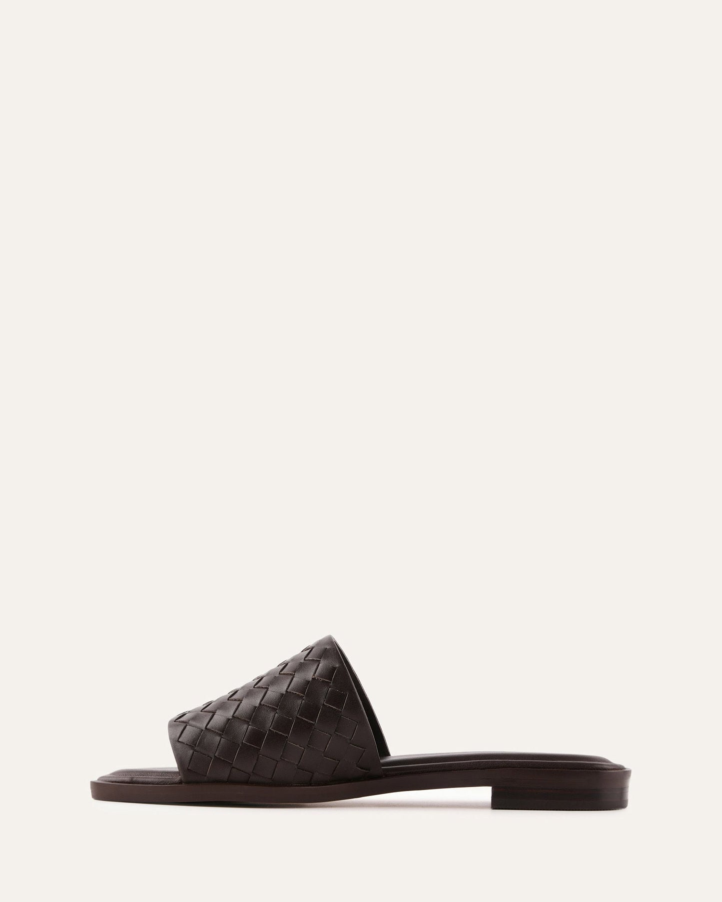 PEARL FLAT SLIDES CACAO LEATHER