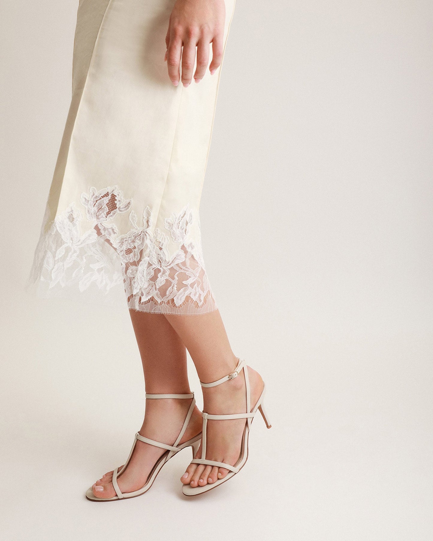 LACEY HIGH HEEL SANDALS OFF WHITE LEATHER