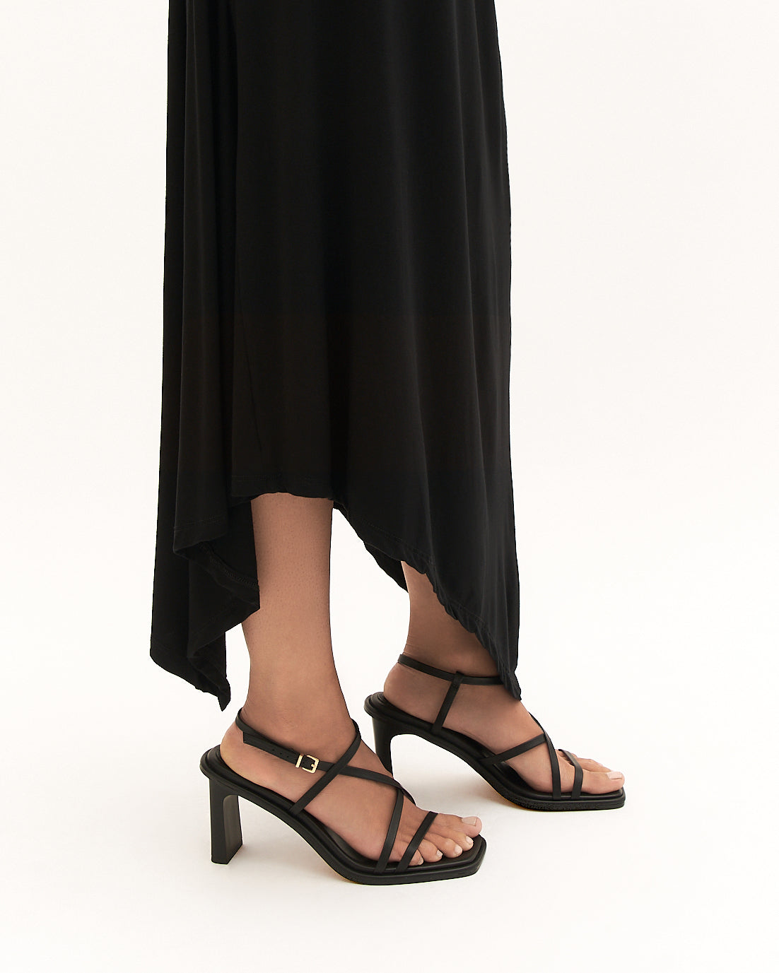 BASK HIGH HEEL SANDALS BLACK LEATHER