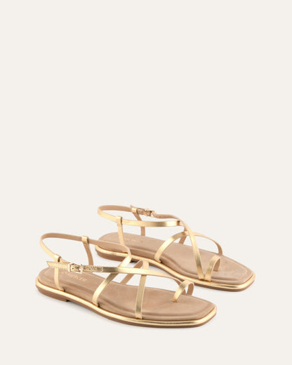 AVEN FLAT SANDALS GOLD LEATHER
