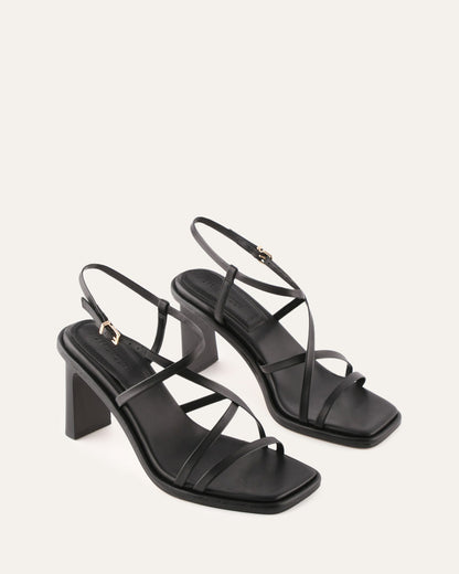 BASK HIGH HEEL SANDALS BLACK LEATHER