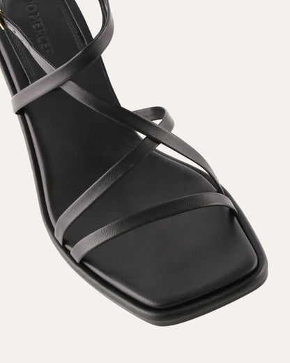 BASK HIGH HEEL SANDALS BLACK LEATHER