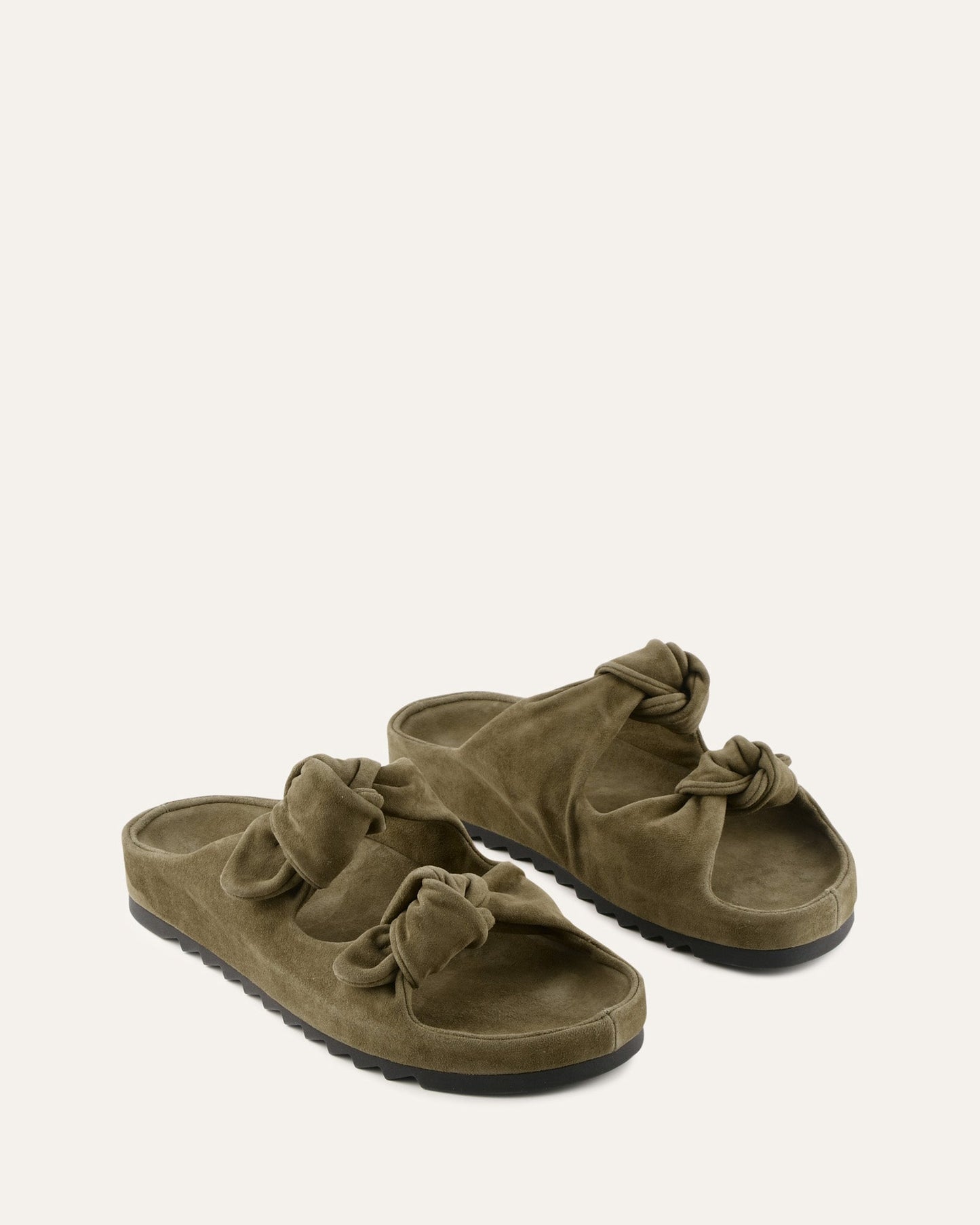 BLOSSOM FLAT SANDALS OLIVE SUEDE