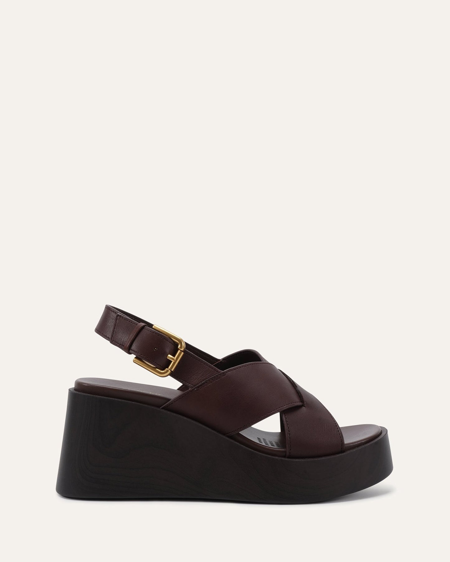 CADEY MID WEDGE SANDALS CHESTNUT LEATHER