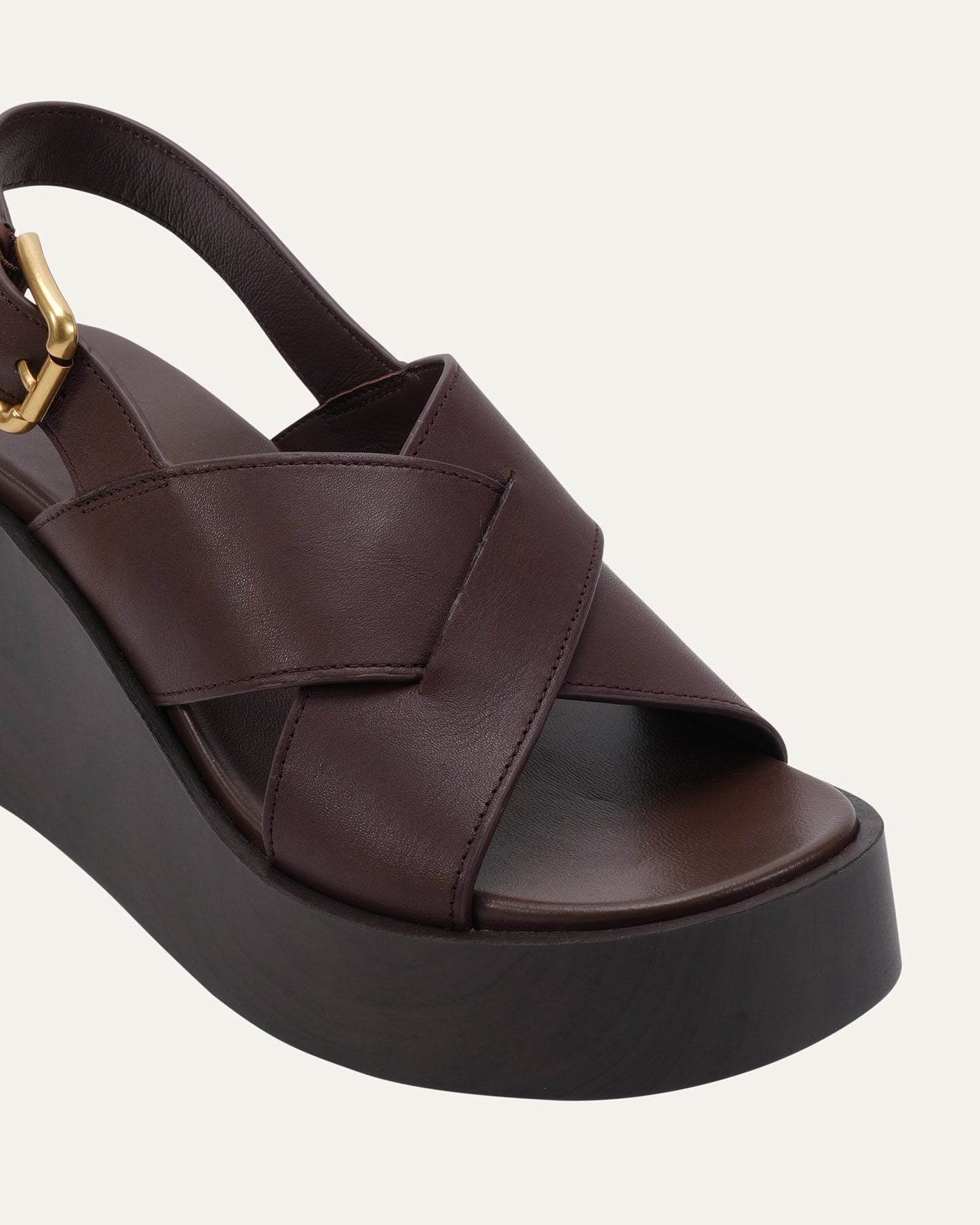 CADEY MID WEDGE SANDALS CHESTNUT LEATHER