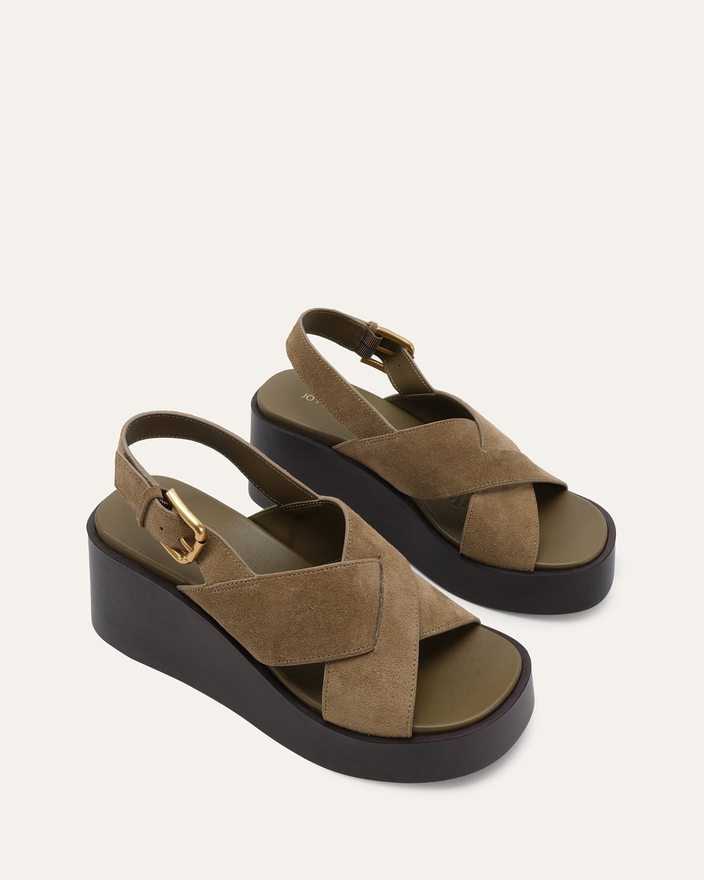 CADEY MID WEDGE SANDALS OLIVE SUEDE