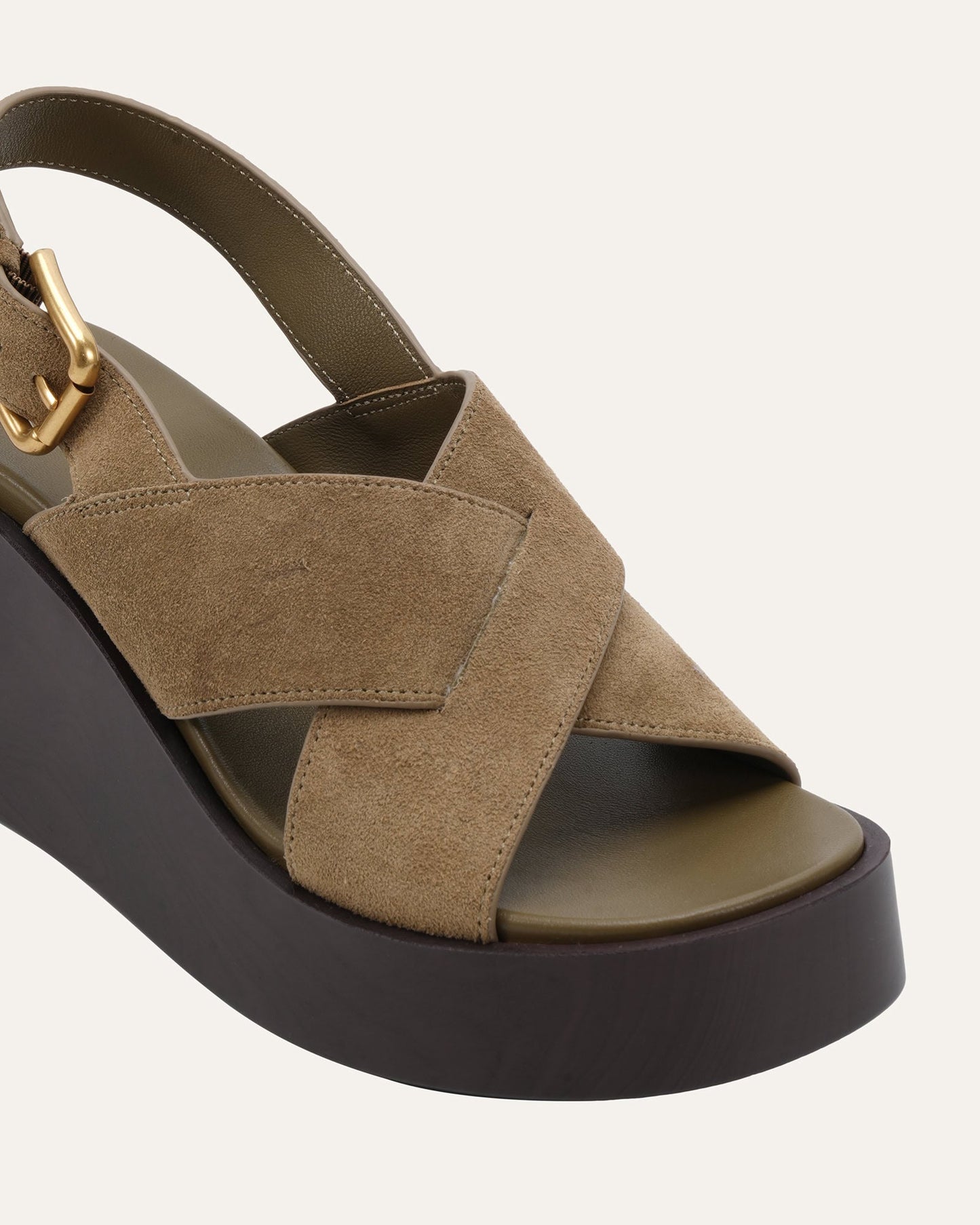 CADEY MID WEDGE SANDALS OLIVE SUEDE