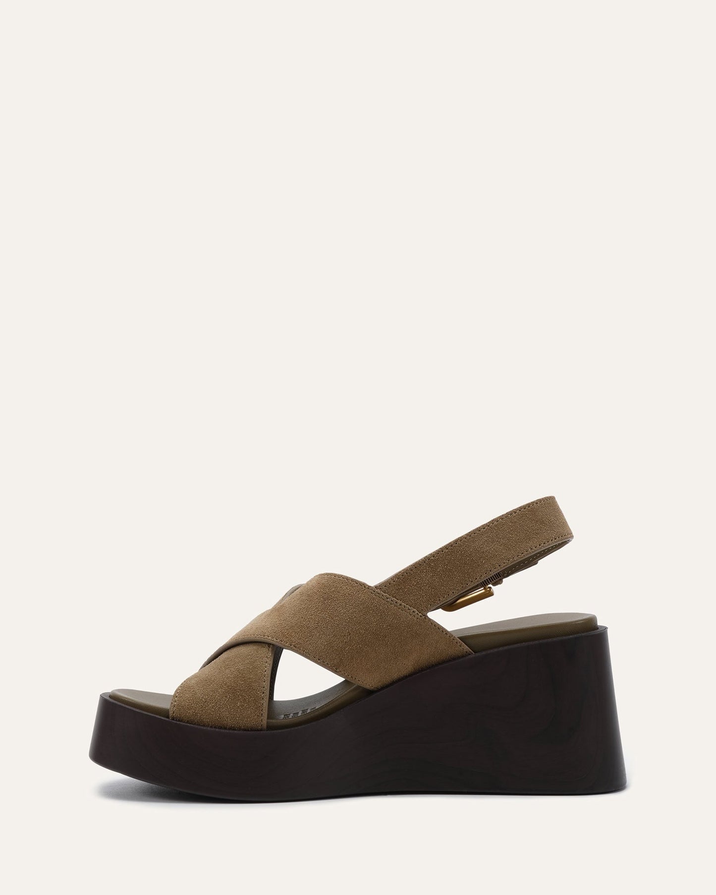 CADEY MID WEDGE SANDALS OLIVE SUEDE