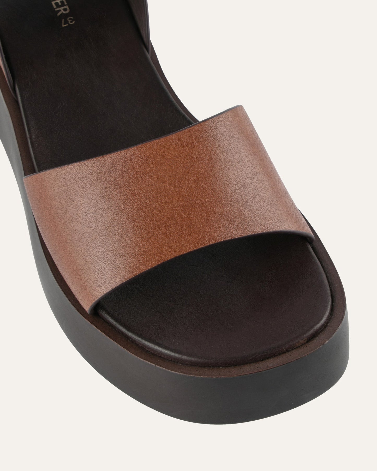 CASSIE MID WEDGE SANDALS BRANDY LEATHER