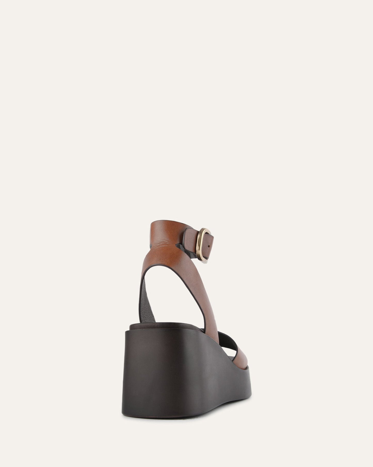 CASSIE MID WEDGE SANDALS BRANDY LEATHER