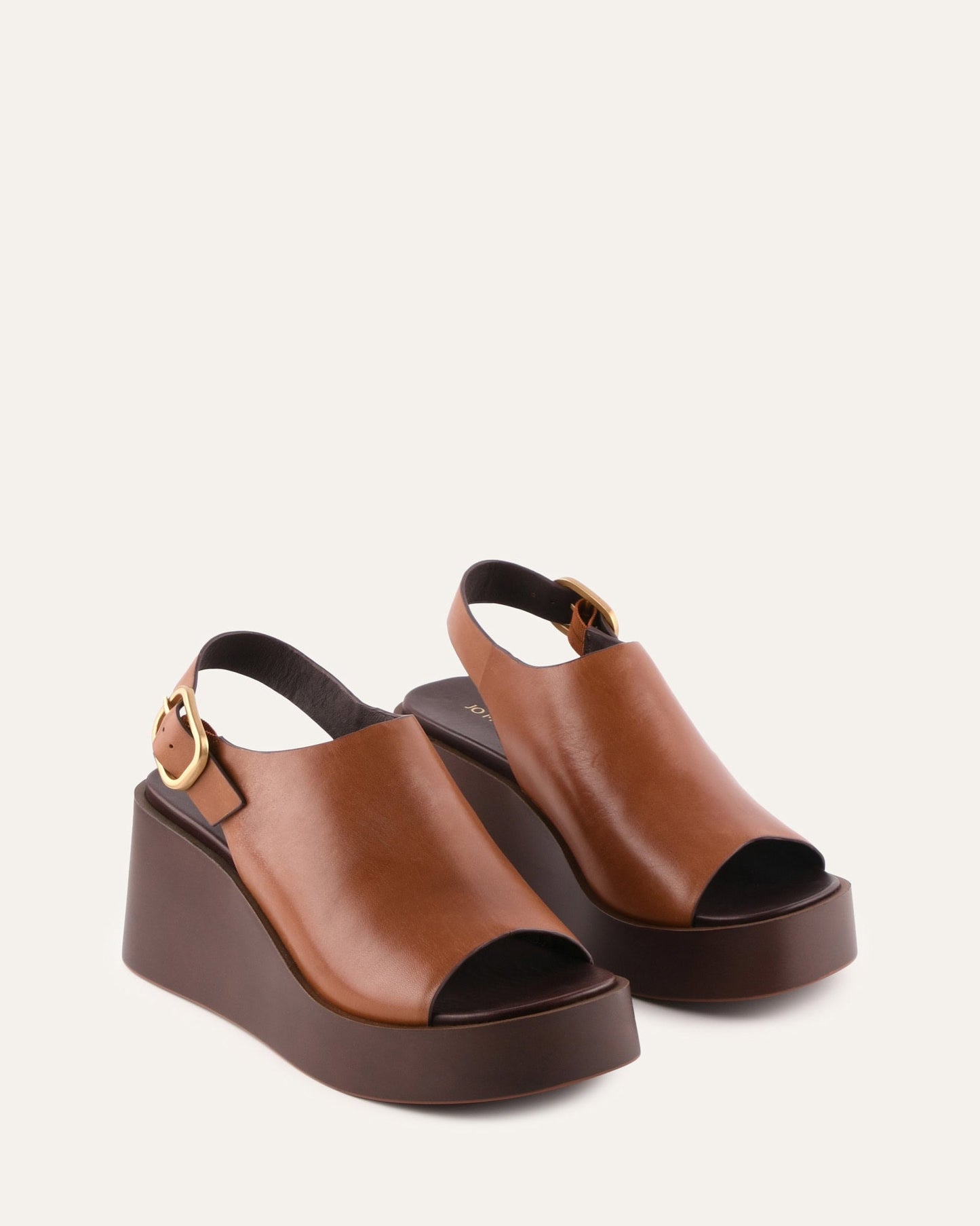 CHERRY MID WEDGE SANDALS BRANDY LEATHER