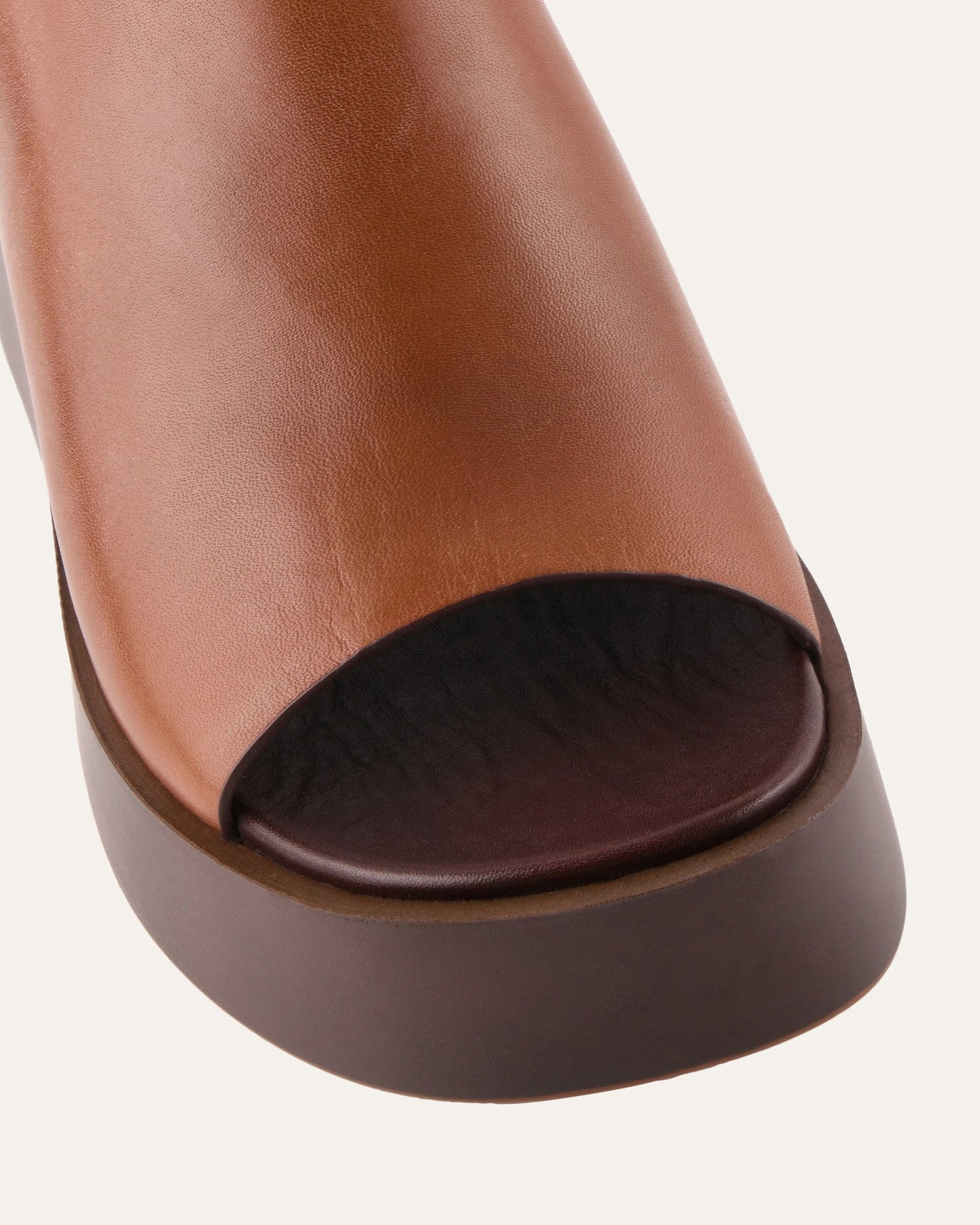 CHERRY MID WEDGE SANDALS BRANDY LEATHER