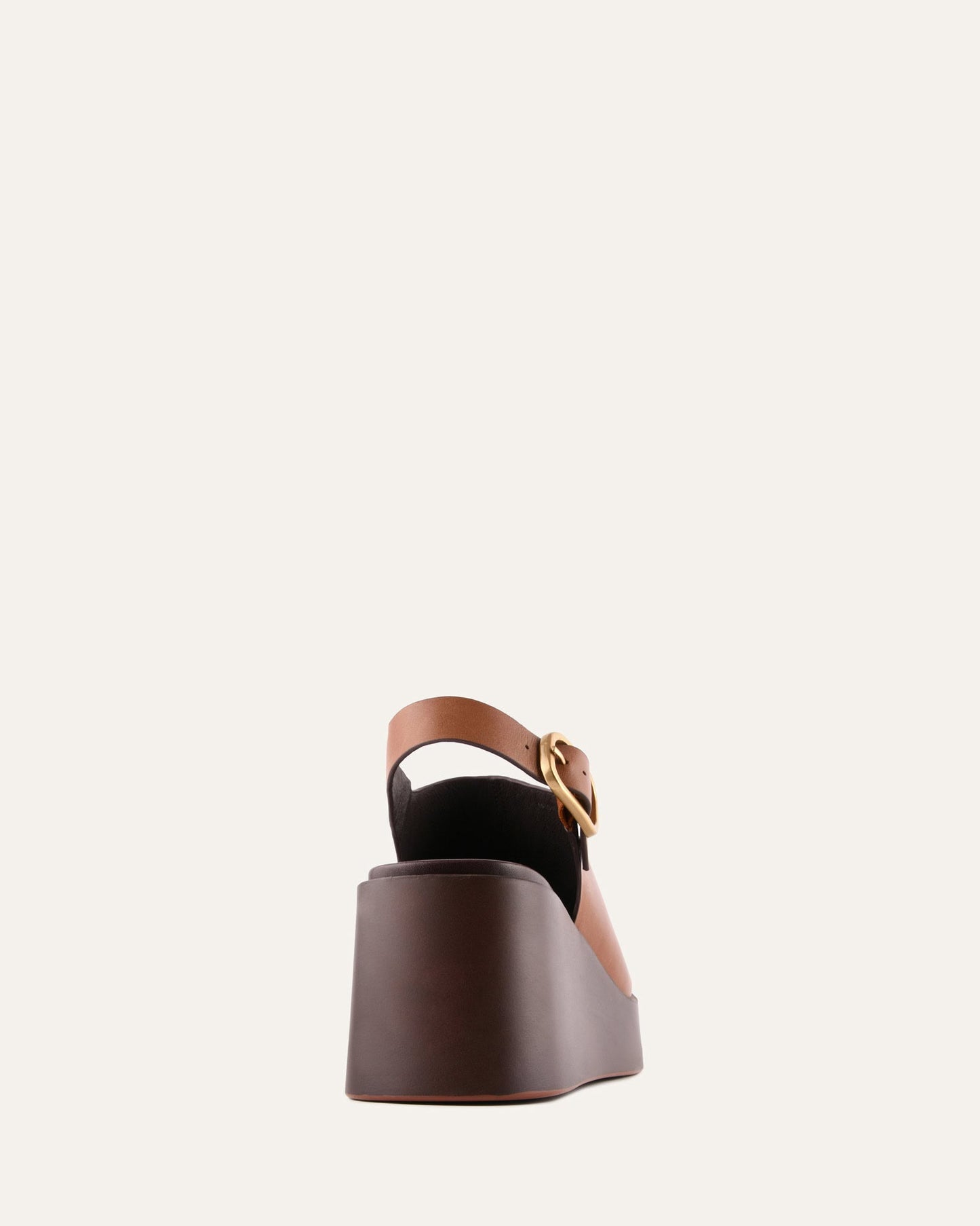 CHERRY MID WEDGE SANDALS BRANDY LEATHER