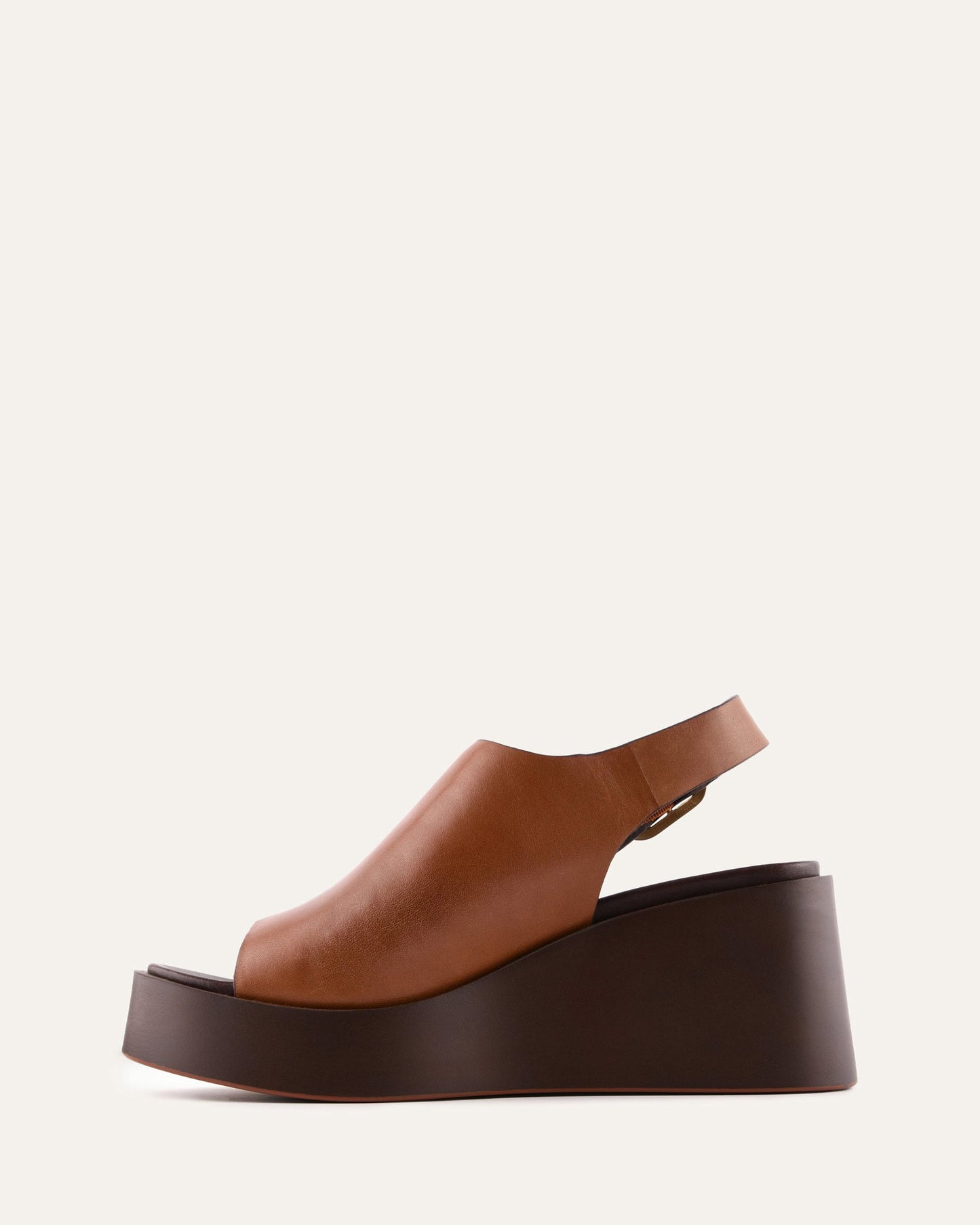 CHERRY MID WEDGE SANDALS BRANDY LEATHER
