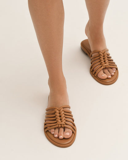 CHIA FLAT SANDALS TUSCAN TAN LEATHER