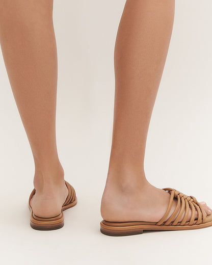 CHIA FLAT SANDALS TUSCAN TAN LEATHER