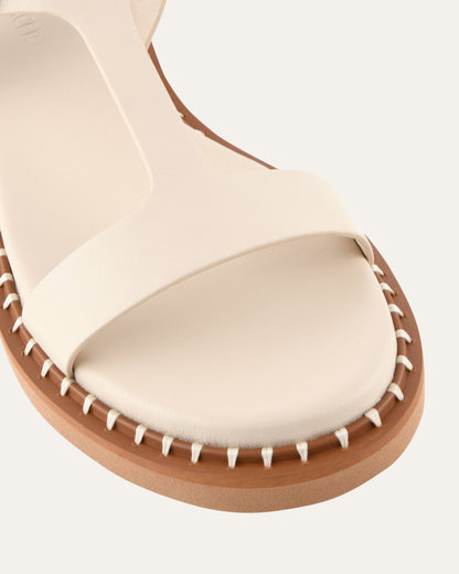 ELODIE FLAT SANDALS OFF WHITE LEATHER