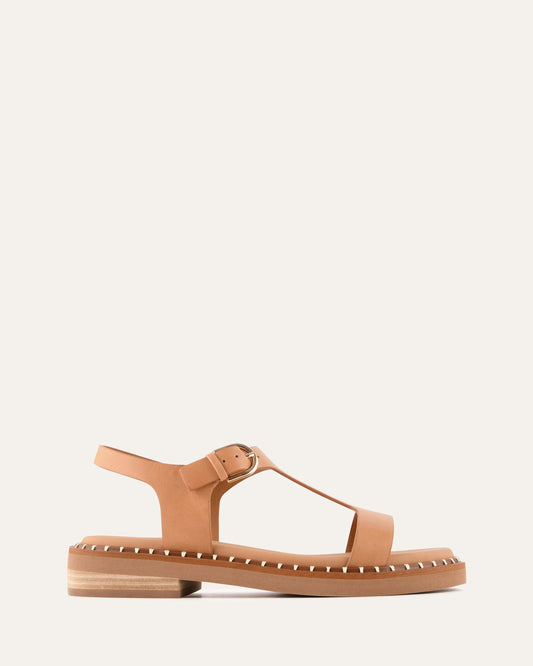 ELODIE FLAT SANDALS TAN LEATHER