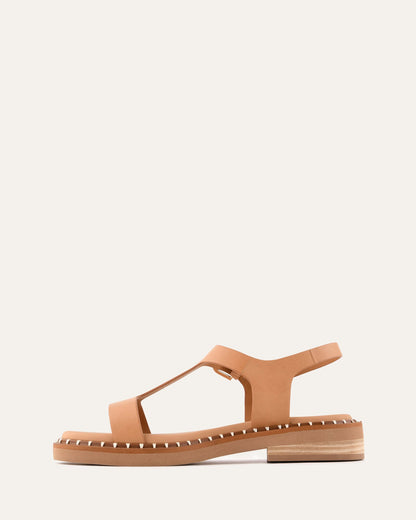 ELODIE FLAT SANDALS TAN LEATHER