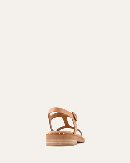 ELODIE FLAT SANDALS TAN LEATHER