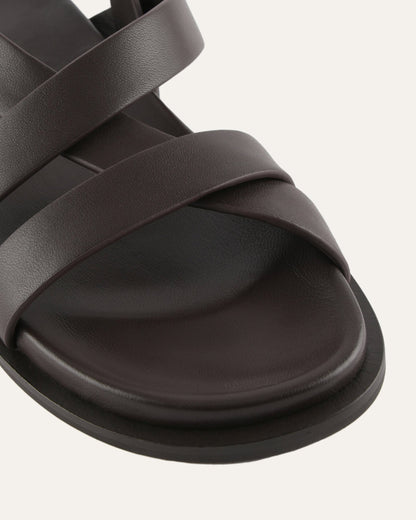 FALCON FLAT SANDALS BITTER CHOC LEATHER