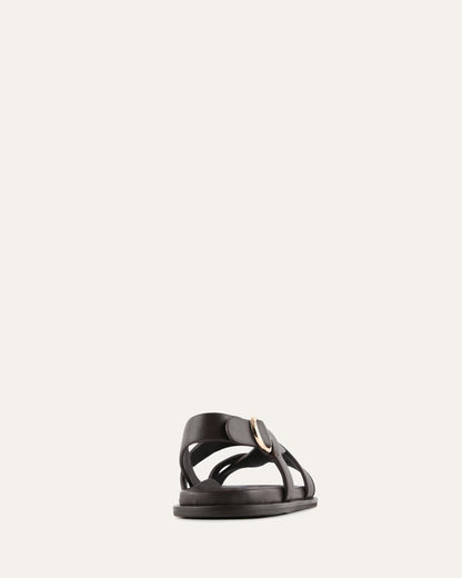 FALCON FLAT SANDALS BITTER CHOC LEATHER