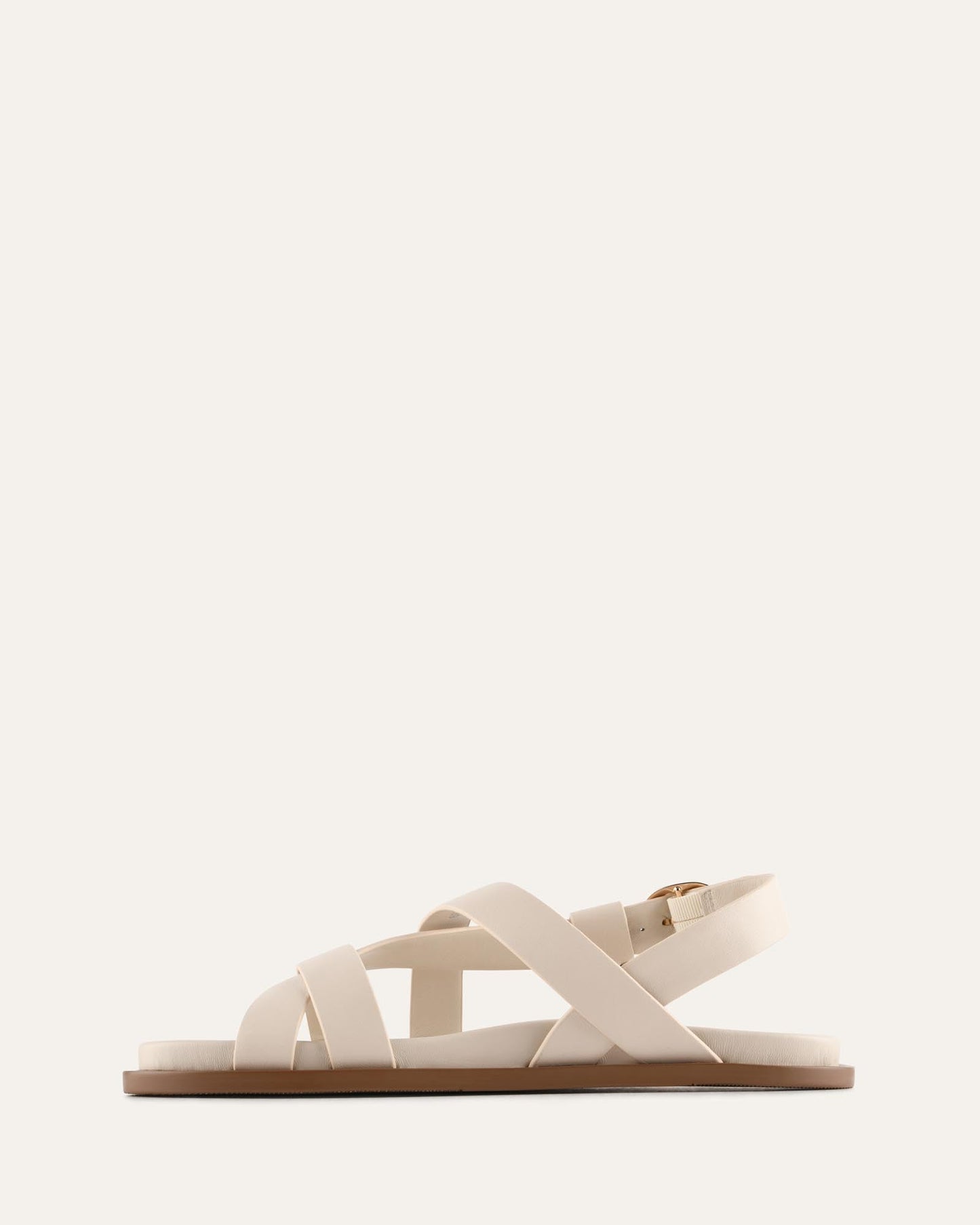 FALCON FLAT SANDALS MILK WHITE LEATHER