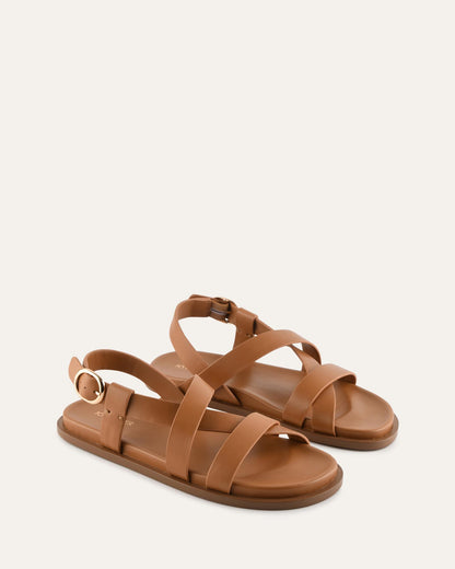 FALCON FLAT SANDALS TAN LEATHER
