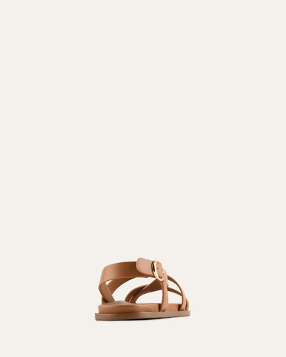 FALCON FLAT SANDALS TAN LEATHER