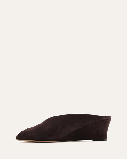 FERRIS MID HEEL SANDALS BITTER CHOC SUEDE