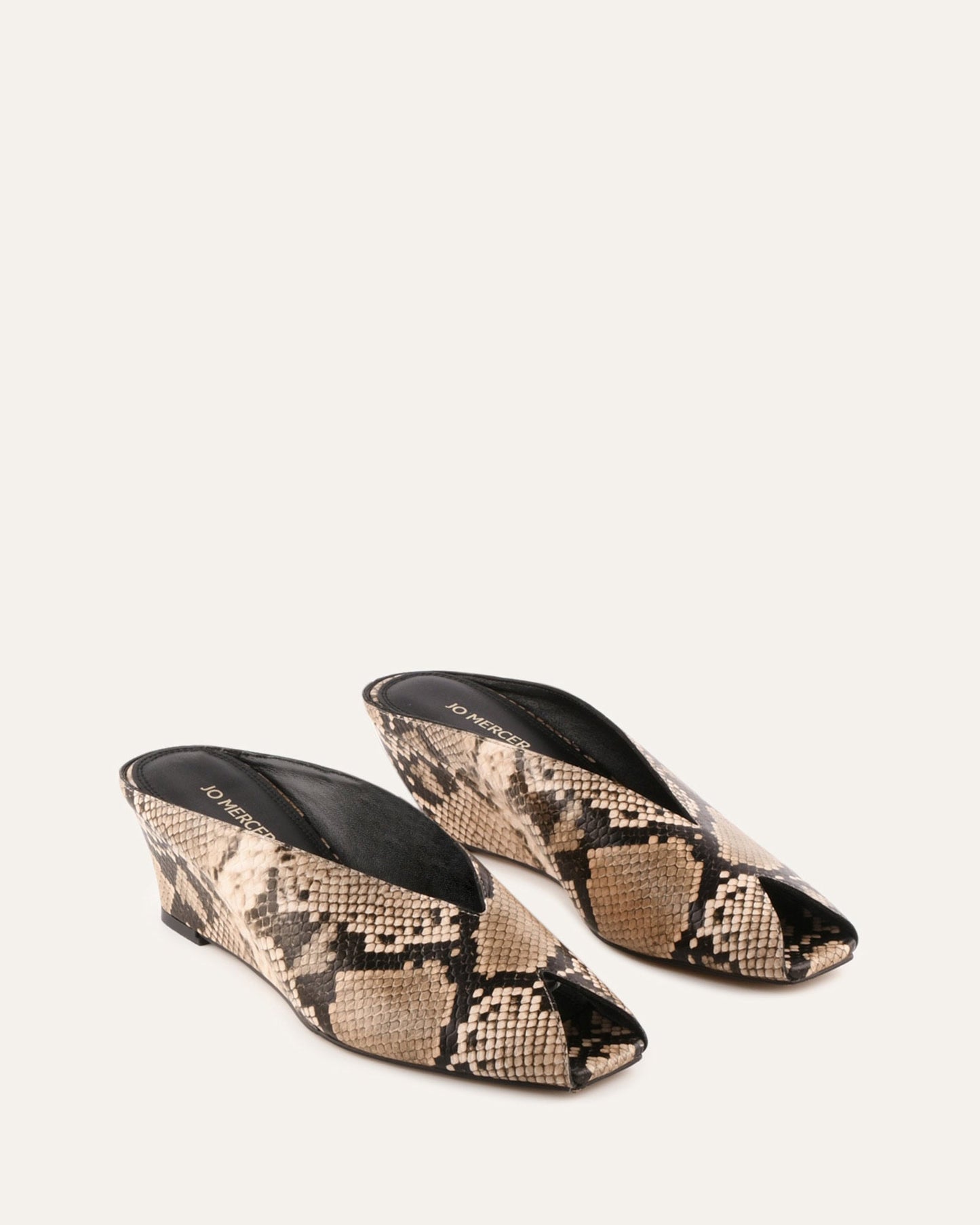 FERRIS MID HEEL SANDALS BEIGE SNAKE PRINT LEATHER