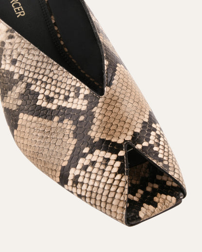 FERRIS MID HEEL SANDALS BEIGE SNAKE PRINT LEATHER