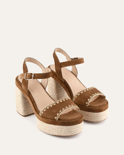 FISHER HIGH HEEL PLATFORM SANDALS BISCUIT SUEDE