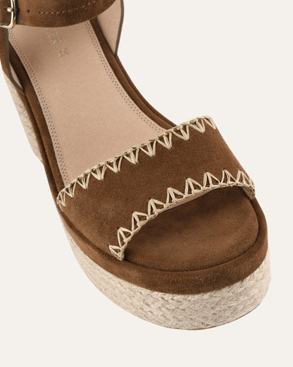 FISHER HIGH HEEL PLATFORM SANDALS BISCUIT SUEDE