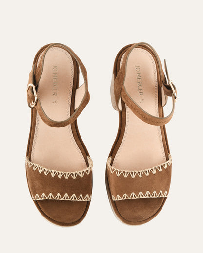 FISHER HIGH HEEL PLATFORM SANDALS BISCUIT SUEDE