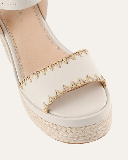 FISHER HIGH HEEL PLATFORM SANDALS OFF WHITE LEATHER