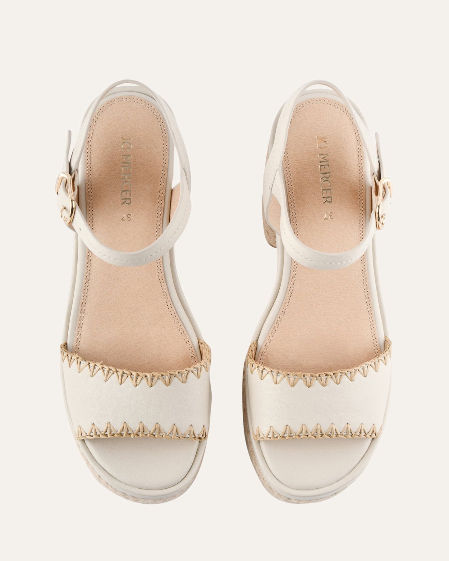 FISHER HIGH HEEL PLATFORM SANDALS OFF WHITE LEATHER