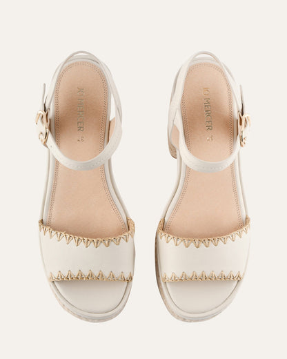 FISHER HIGH HEEL PLATFORM SANDALS OFF WHITE LEATHER