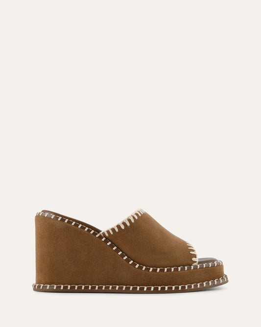 FRANKIE HIGH WEDGE SANDALS BISCUIT SUEDE