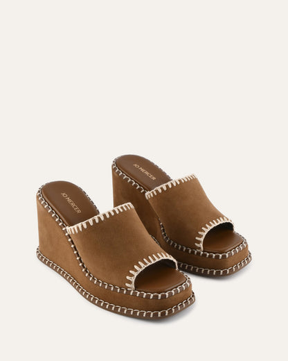 FRANKIE HIGH WEDGE SANDALS BISCUIT SUEDE