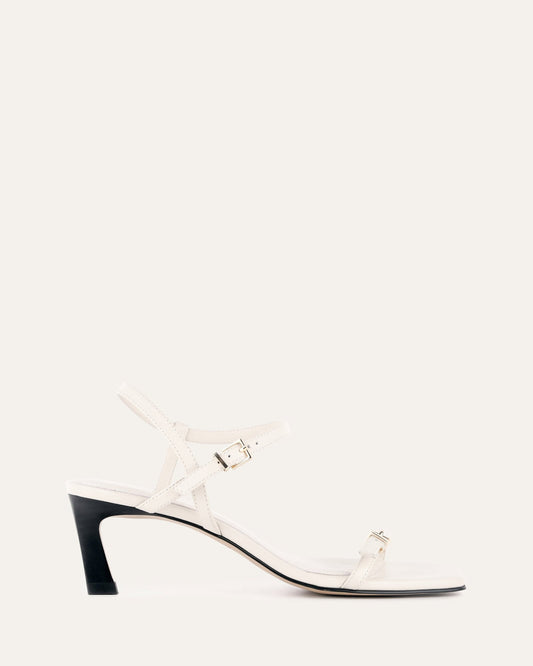 GIANNI MID HEEL SANDALS OFF WHITE LEATHER