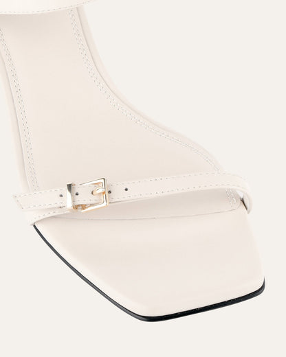 GIANNI MID HEEL SANDALS OFF WHITE LEATHER