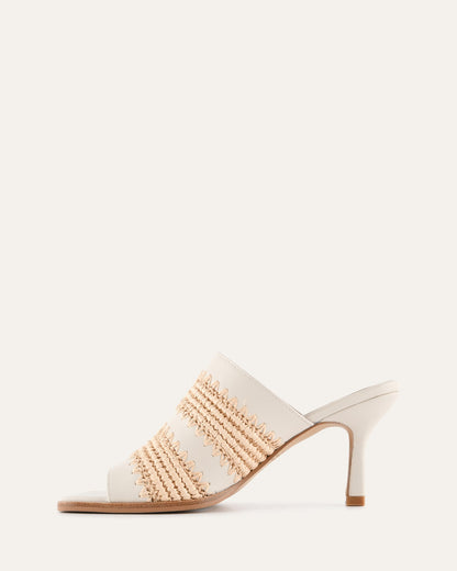 KEATING MID HEEL SANDALS OFF WHITE LEATHER