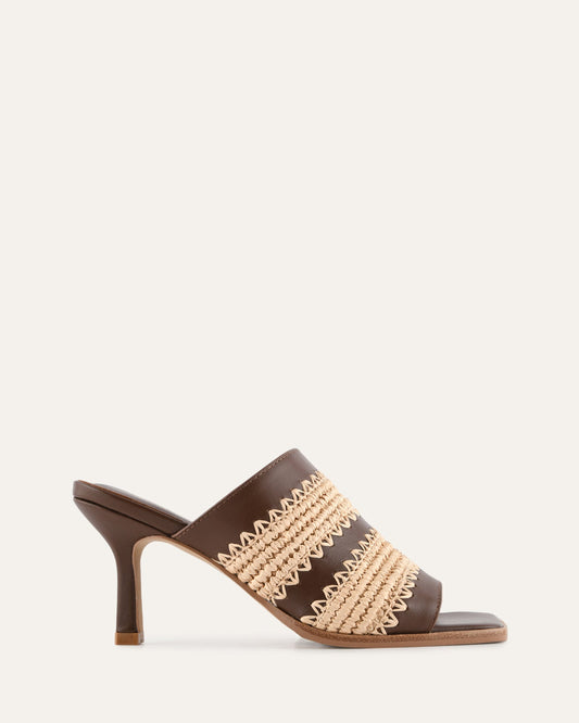 KEATING MID HEEL SANDALS PECAN LEATHER
