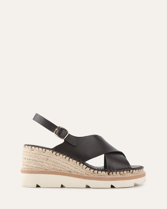 KIMBERLEY MID WEDGE SANDALS BITTER CHOC LEATHER