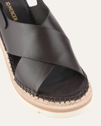 KIMBERLEY MID WEDGE SANDALS BITTER CHOC LEATHER