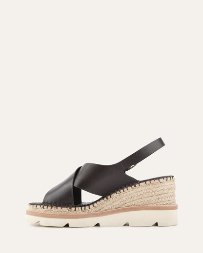 KIMBERLEY MID WEDGE SANDALS BITTER CHOC LEATHER