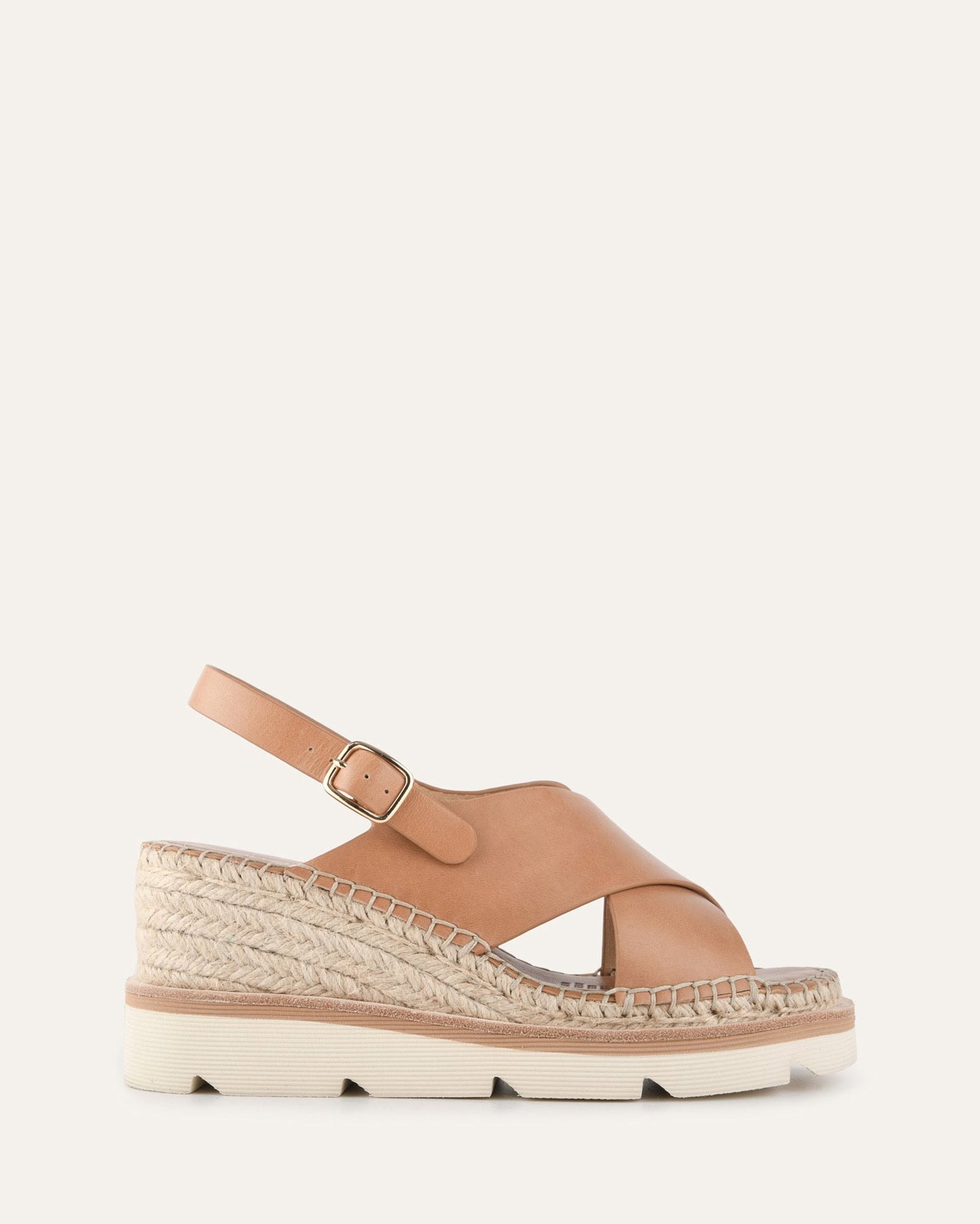 KIMBERLEY MID WEDGE SANDALS TAN LEATHER